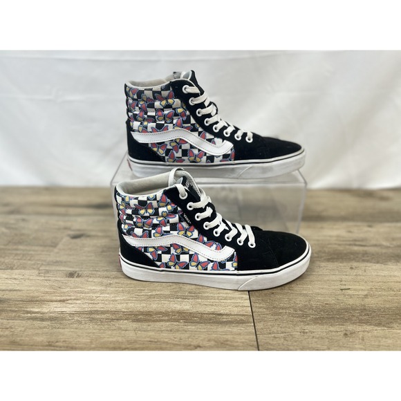 VANS‎ SK8-Hi Butterfly Checkerboard Women's Size 9 Black Pink Yellow - Picture 1 of 12